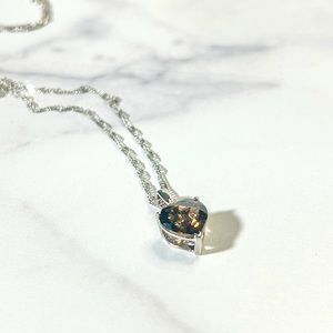 2.62ct Heart Shaped Smoky Quartz w/0.01ctw White Zircon Silver Pendant w/Chain